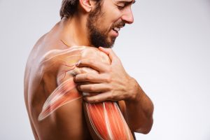 Shoulder,Muscle,And,Nerve,Pain,,Man,Holding,Painful,Zone,Injured
